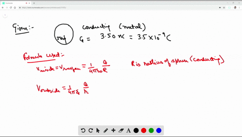 a-total-electric-charge-of-350-nc-is-distributed-uniformly-over-the-surface-of-a-metal-sphere-with-a