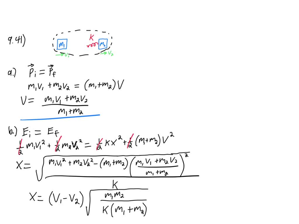 Two gliders are set in motion on a horizontal air track. A light spring of force constant k is