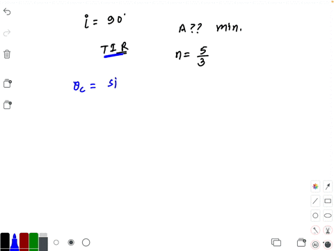 in-a-prism-if-the-incident-ray-is-incident-at-an-angle-90circ-at-what-minimum-refraction-angle-of-th