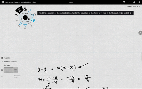 find-the-equation-of-the-indicated-line-write-the-equation-in-the-form-ym-xb-through-711-and-2-1