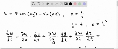 use-an-appropriate-form-of-the-chain-rule-to-find-d-w-d-t-w5-cos-x-y-sin-x-z-x1-t-yt-zt3-2