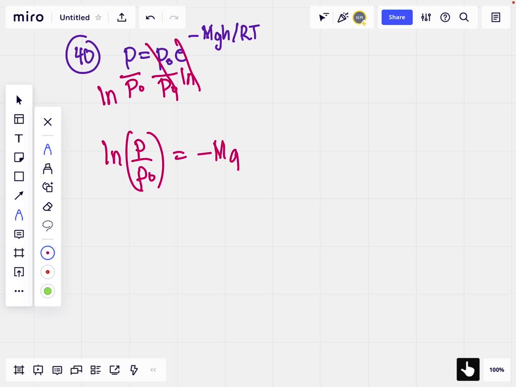 SOLVEDThe barometric formula p=p0 e^M g h / R T gives the pressure of a gas of molar mass M at