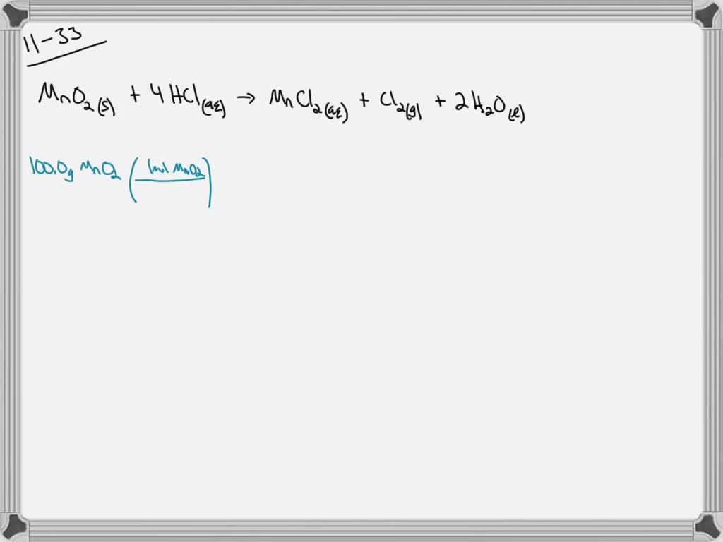 Small quantities of chlorine can be prepared in the laboratory by the reaction described by the