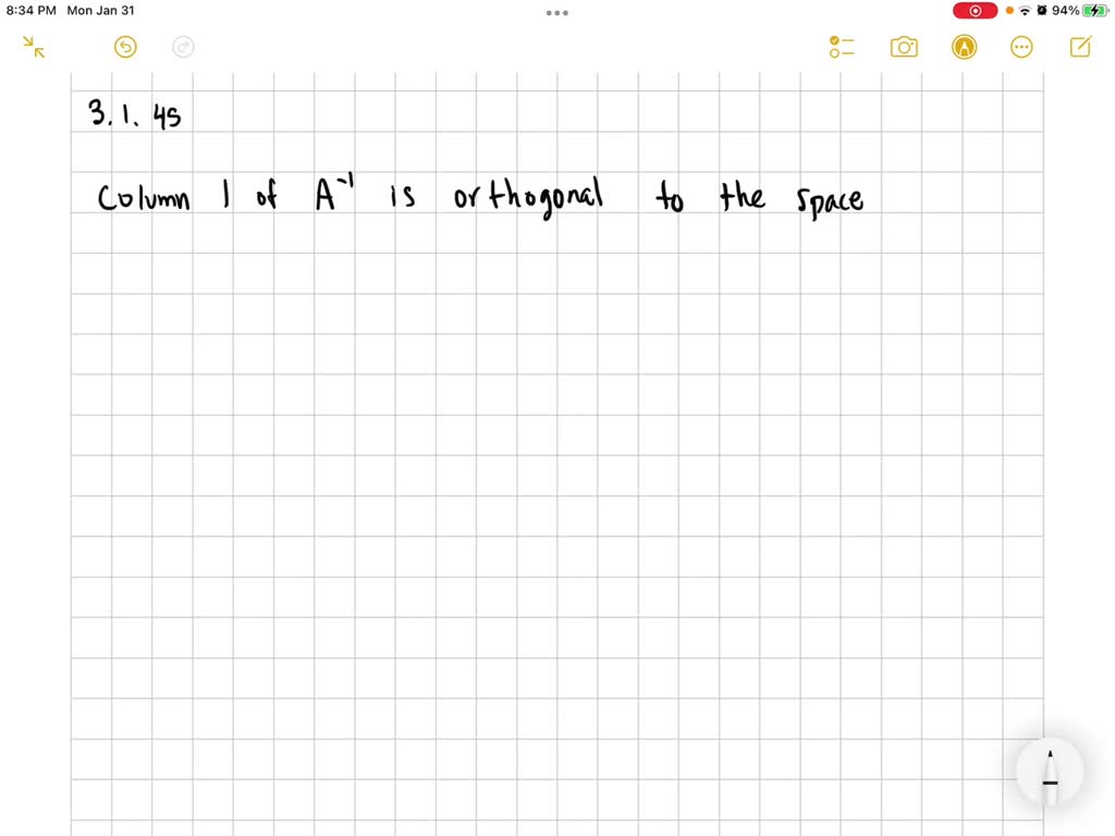 SOLVEDSuppose an n by n matrix is invertible A A^1=I. Then the first