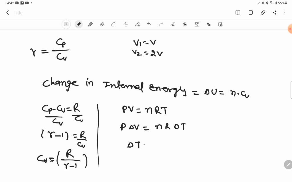 SOLVED:If the ratio of specific heat of a gas at Constant pressure to ...