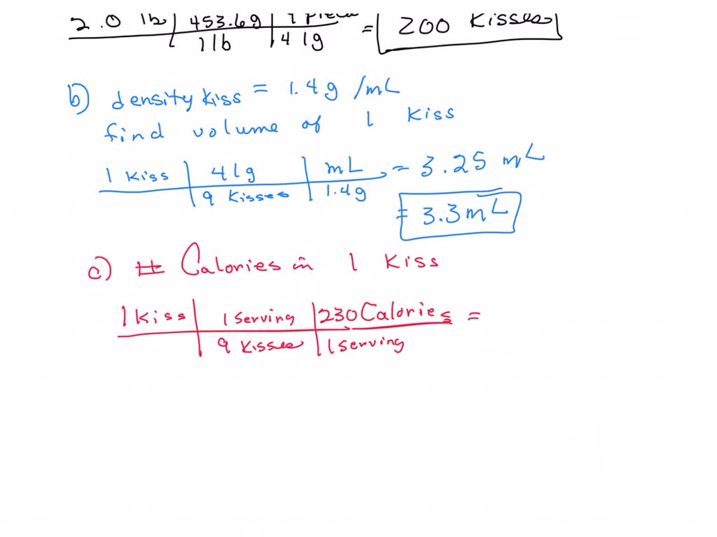 A bag of Hershey's Kisses contains the following information Serving