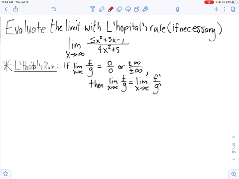 evaluate-the-limit-using-lhopitals-rule-if-necessary-lim-_x-rightarrow-infty-frac5-x23-x-14-x25