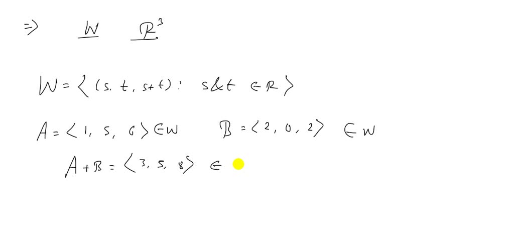 SOLVED:Determine whether the set W is a subspace of R^3 with the ...