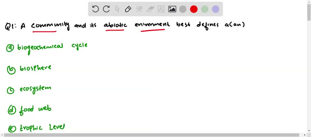 Solved A Community And Its Abiotic Environment Best Define A An A