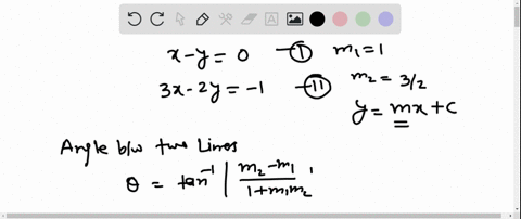 find-the-angle-theta-in-radians-and-degrees-between-the-lines-the-graph-cant-copy-beginaligned-x-y-0