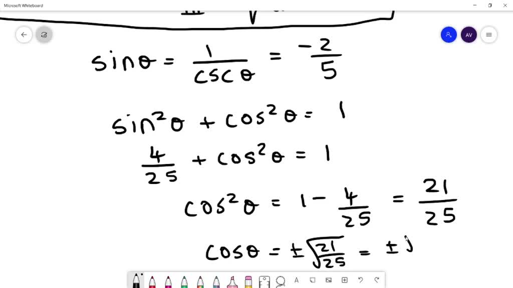 SOLVED:Find the remaining five trigonometric functions of θ. See ...