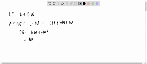 the-length-of-a-rectangle-is-16-more-than-five-times-its-width-if-the-area-of-the-rectangle-is-45-ma