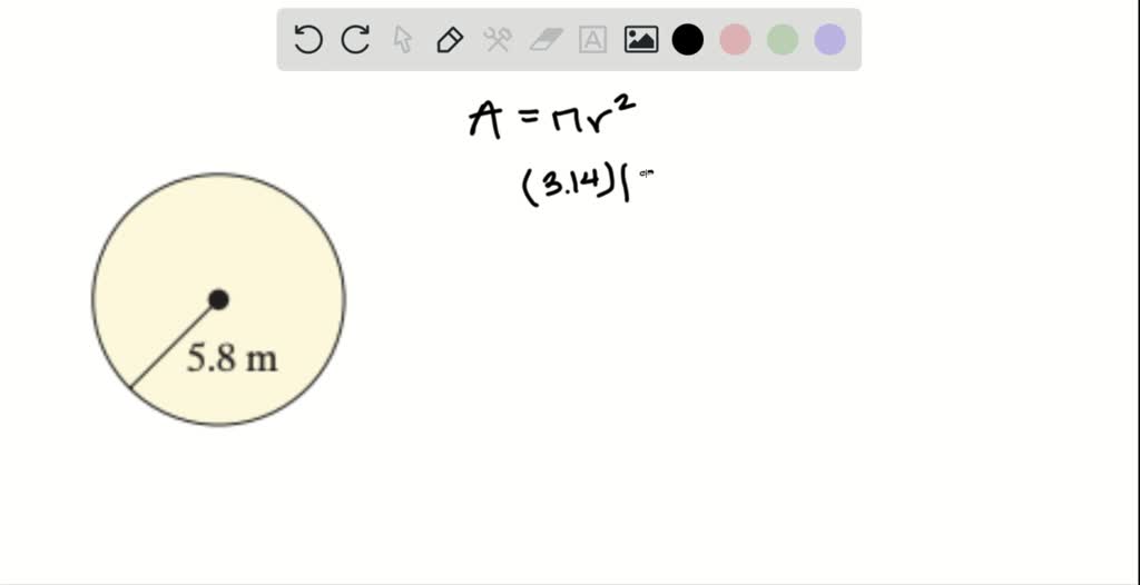 SOLVEDDetermine the area of the circle, using 3.14 for π. Round to the nearest whole unit