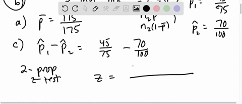 for-one-binomial-experiment-75-binomial-trials-produced-45-successes-for-a-second-independent-binomi