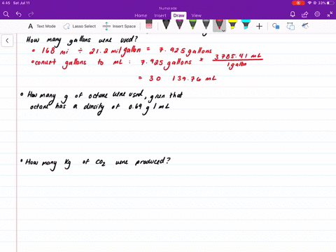 assume-the-gasoline-in-an-automobile-is-composed-completely-of-octane-c_8-h_18ell-with-a-density-of-