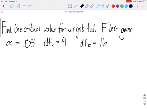 find-the-critical-f-value-for-a-right-tailed-test-using-the-level-of-significance-alpha-and-degrees-
