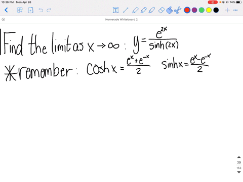 find-the-limit-of-the-function-as-x-rightarrow-infty-frace2-xsinh-2-x-4