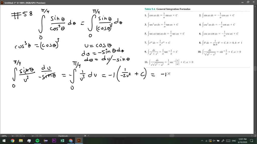 SOLVED:Definite Integrals Use A Change Of Variables Or Table 5.6 To ...