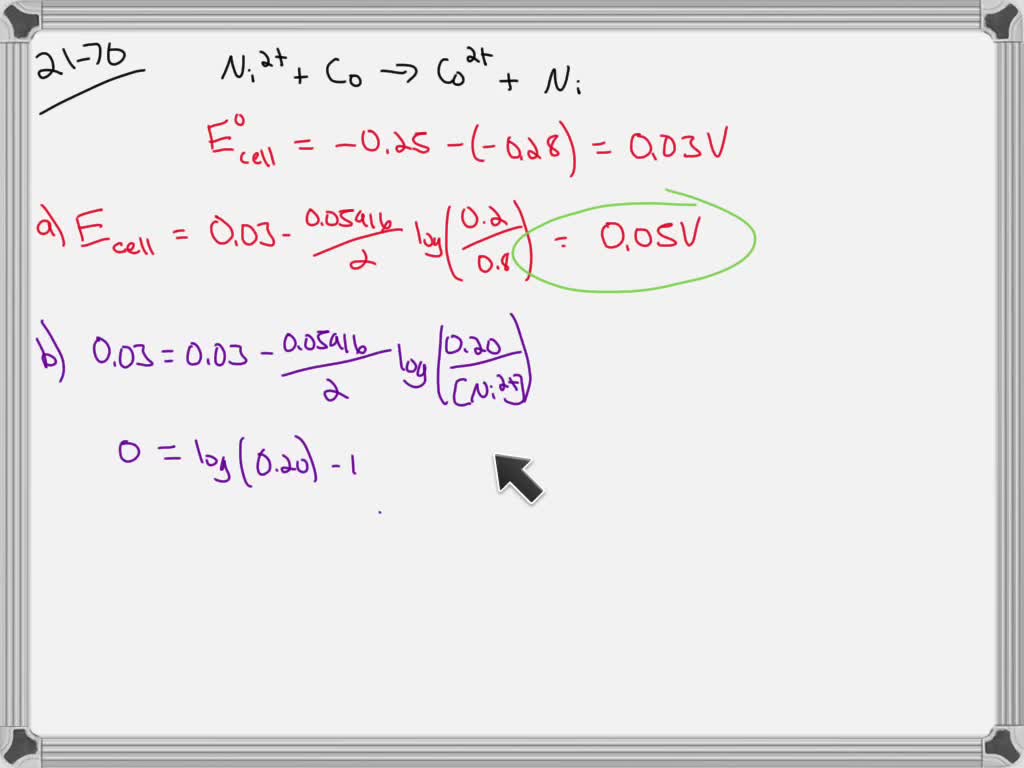 SOLVED:A Voltaic Cell With Ni / Ni^2+ And Co / Co^2+ Half-cells Has The ...