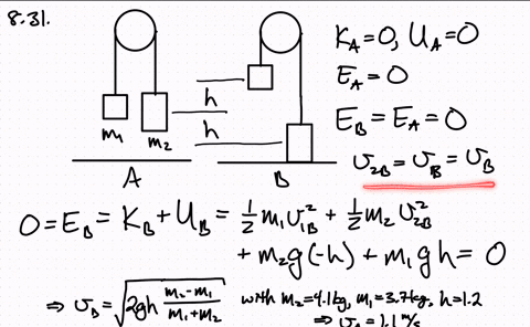 the-two-masses-in-the-atwoods-machine-shown-in-figure-8-33-are-initially-at-rest-at-the-same-height-