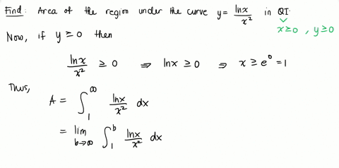find-the-area-of-the-region-in-the-first-quadrant-that-lies-under-the-given-curve-yfracln-xx2