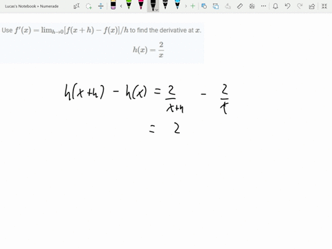 use-fprimexlim-_h-rightarrow-0fxh-fx-h-to-find-the-derivative-at-x-hxfrac2x-2