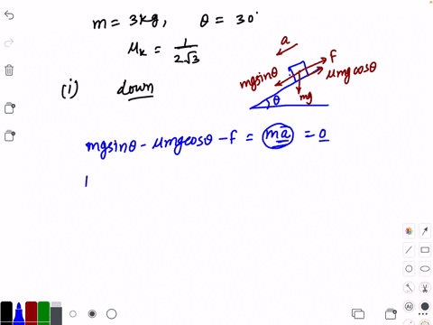 a-block-of-mass-3-mathrmkg-slides-down-an-inclined-plane-which-makes-an-angle-of-30circ-with-the-hor
