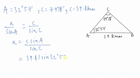 determine-the-remaining-sides-and-angles-of-each-triangle-abc-c79circ-18prime-c3981-mathrmmm-a32circ