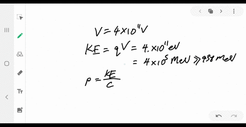 a-proton-is-accelerated-through-a-potential-difference-of-4-times-1011-mathrmv-for-energies-much-gre