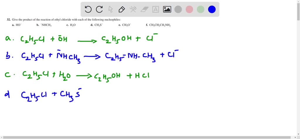 Solved:give The Product Of The Reaction Of Ethyl Chloride With Each Of 