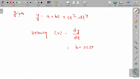 the-displacement-of-a-particle-is-given-by-yab-tc-t2-d-t4-the-initial-velocity-and-acceleration-are-
