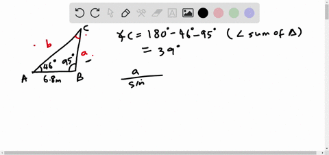 the-following-information-refers-to-triangle-abc-in-each-case-find-all-the-missing-parts-a46circ-b95