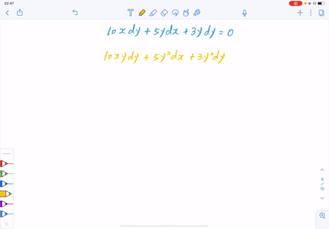 solve-the-given-differential-equations-10-x-d-y5-y-d-x3-y-d-y0