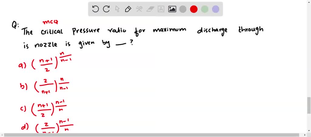 solved-the-critical-pressure-ratio-for-maximum-discharge-through-a