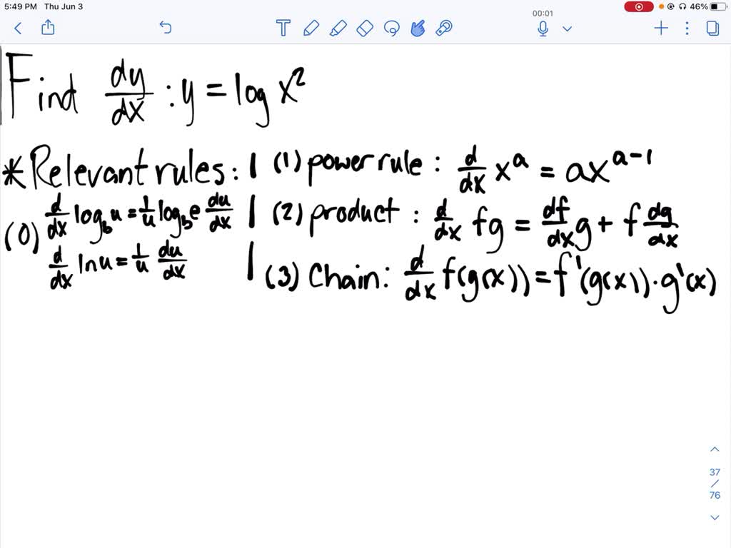 derivative of log rules derivative of log rules
