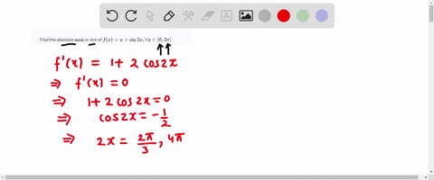 find-the-absolute-max-or-min-of-fxxsin-2-x-forall-x-in02-pi