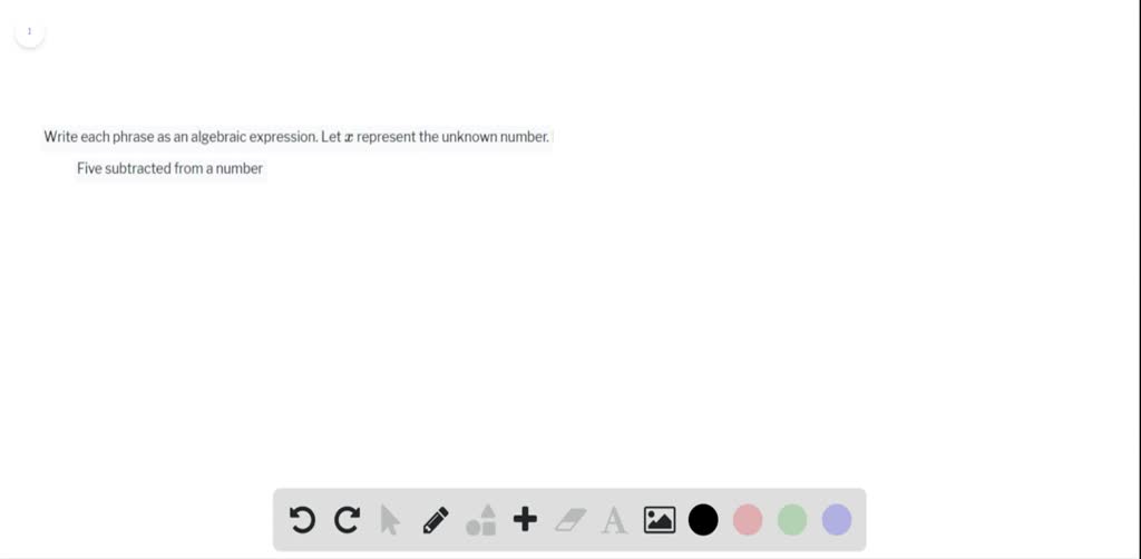 SOLVED: 'Write the corresponding algebraic expression or equation for ...