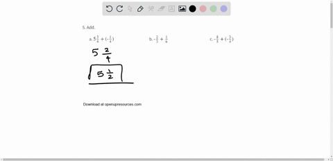 mathrmadd-a-5-frac34left-frac14right-b-frac23frac16-c-frac85left-frac34right