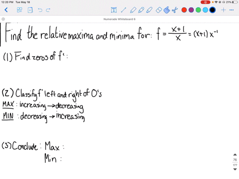 find-the-relative-maxima-and-relative-minima-if-any-of-each-function-hxfracxx1-3