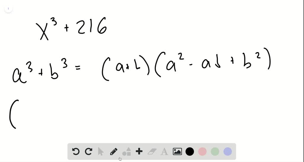 SOLVED: For the following exercises, factor the polynomials. x^3+216 ...