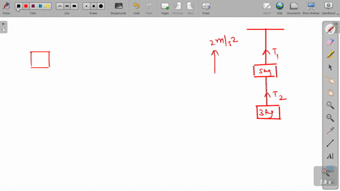 two-masses-of-5-mathrmkg-and-3-mathrmkg-are-mathrmv-suspended-with-the-help-of-massless-inextensible