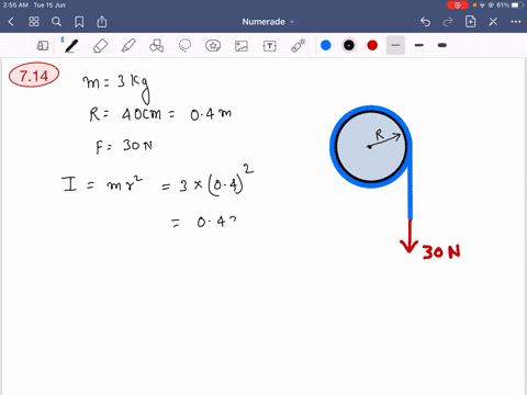 a-rope-of-negligible-mass-is-wound-round-a-hollow-cylinder-of-mass-3-mathrmkg-and-radius-40-mathrmcm