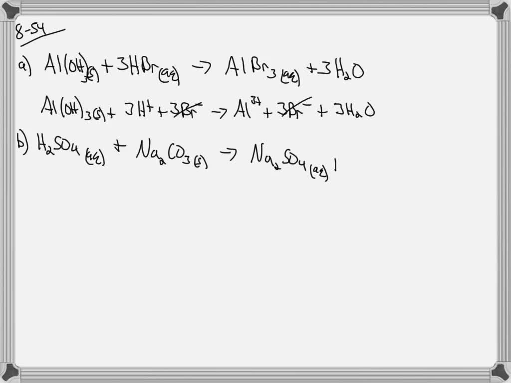 SOLVEDand net ionic equation for the following eactions Write