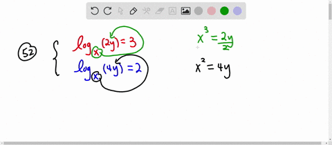 in-problems-25-54-solve-each-system-use-any-method-you-wish-52-leftbeginarrayllog-_x2-y3-log-_x4-y2e