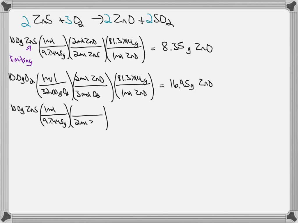 zns o2 zno so2 balance the equation