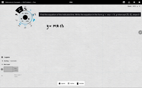 find-the-equation-of-the-indicated-line-write-the-equation-in-the-form-ym-xb-y-intercept-04-slope-0