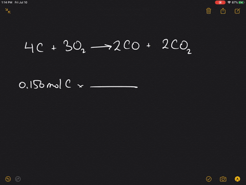 a-mixture-of-0156-mol-of-mathrmc-is-reacted-with-0117-mol-of-mathrmo_2-in-a-sealed-100-mathrml-vesse