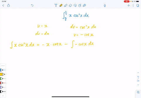use-integration-by-parts-to-evaluate-each-integral-int_pi-6pi-2-x-csc-2-x-d-x