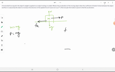 a-horizontal-force-equal-to-the-objects-weight-is-applied-to-an-object-resting-on-a-table-what-is-th
