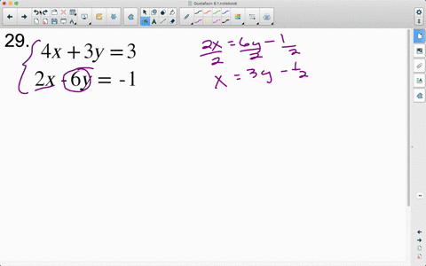 solve-each-system-by-substitution-if-possible-leftbeginarrayl4-x3-y3-2-x-6-y-1endarrayright